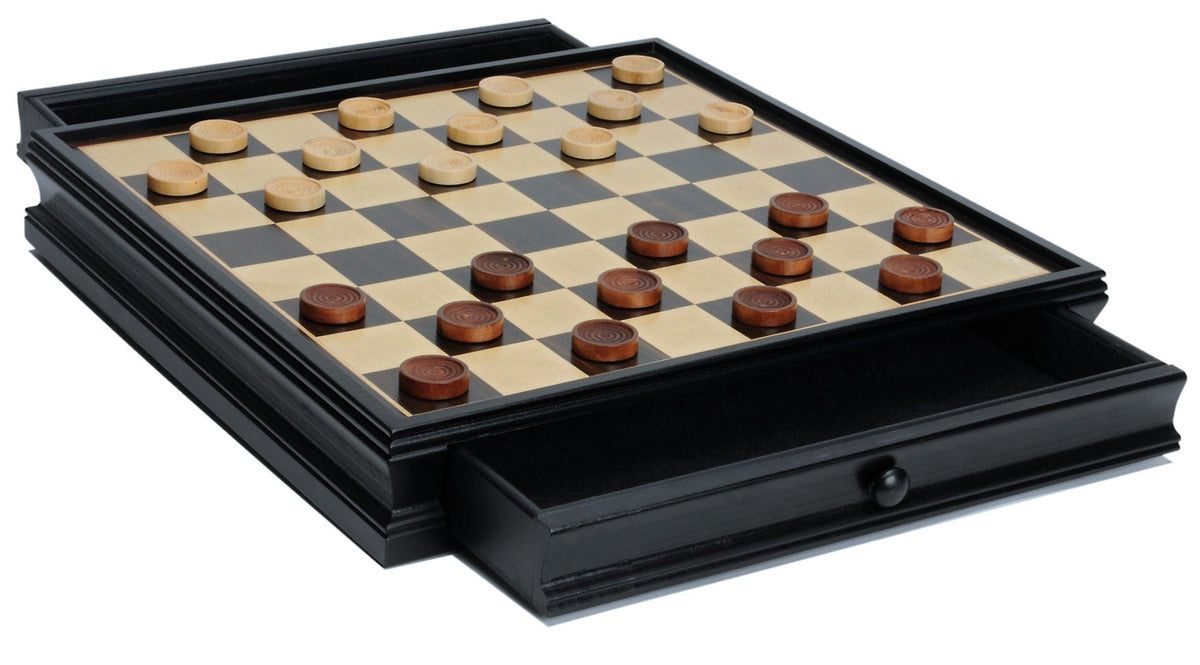 WE Games French Staunton Wood Chess & Checkers Set, 15 inch Board with  Storage