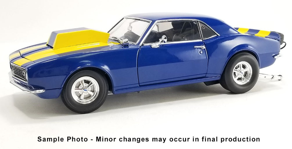 1/18 1968 Chevrolet Camaro Z/28 Blue with Yellow Stripes "Drag Outlaws"