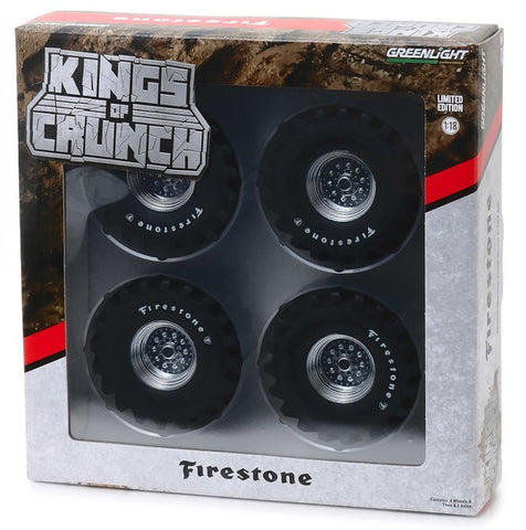 1/18 48-Inch Monster Truck "Firestone" Wheels & Tires Set "Kings of Crunch"