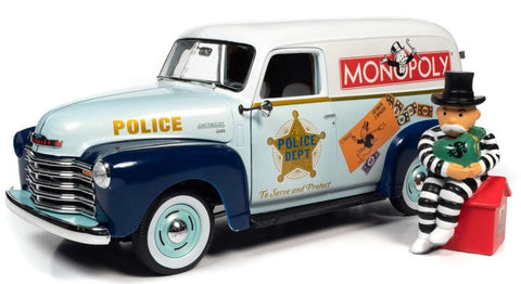 1/18 1948 Chevy Panel Police Van with Mr. Monopoly Figurine