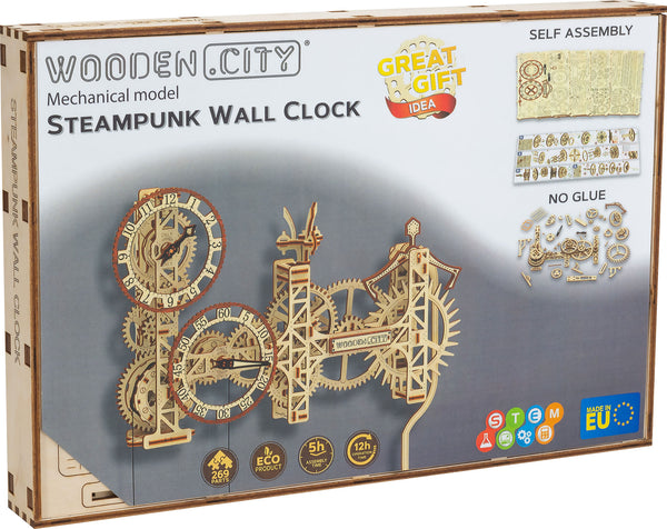 Wooden City Steampunk Wall Clock