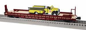 O36 50' Flatcar with Fire Truck, Pennsylvania Railroad