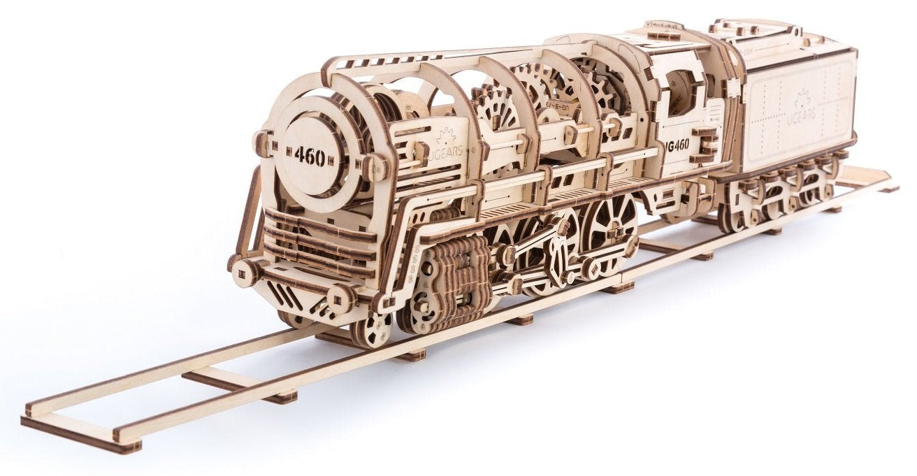 Ugears Mechanical Model  V-Express Steam Train with Tender wooden  construction kit